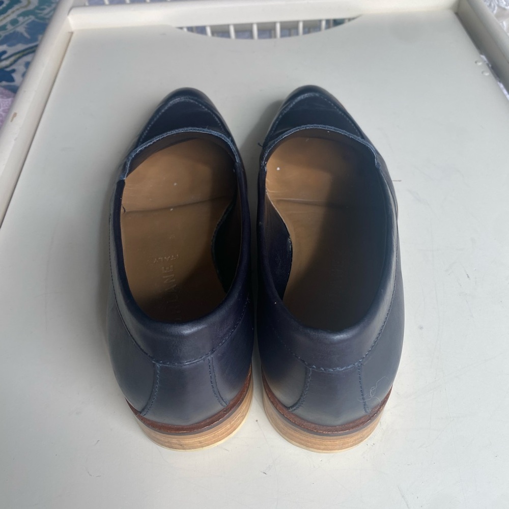 EVERLANE  The Modern Loafer in Navy Leather, stacked Heel, Pointed Toe, size 7.5 - Picture 14 of 15
